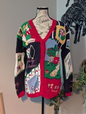 Vintage Eagles Eye Multicolor Family Patchwork Cardigan